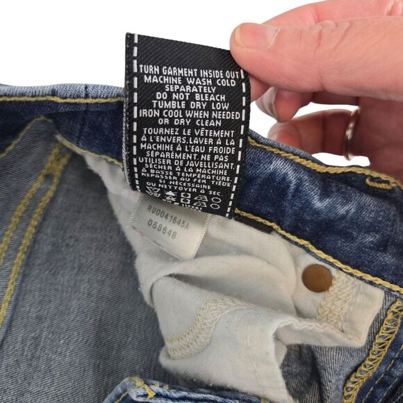 Skinny Slim Medium Wash Distressed Blue Jean Denim 7 For All Mankind Gwenevee 25 - Picture 8 of 11